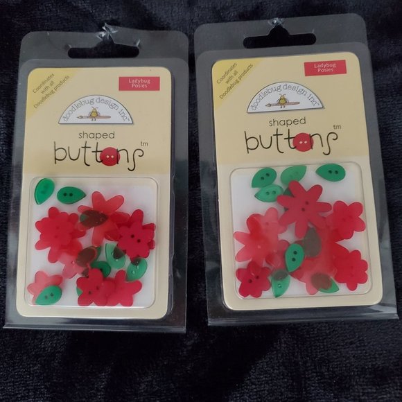 Flowered Buttons - Set of 2 - NEW - Picture 1 of 2